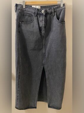 BRAVE SOUL Washed Black Denim Midi Skirt